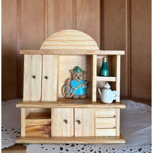 Miniature Vintage Wooden Display Cabinet Accessory Dollhouse Funiture Firehouse